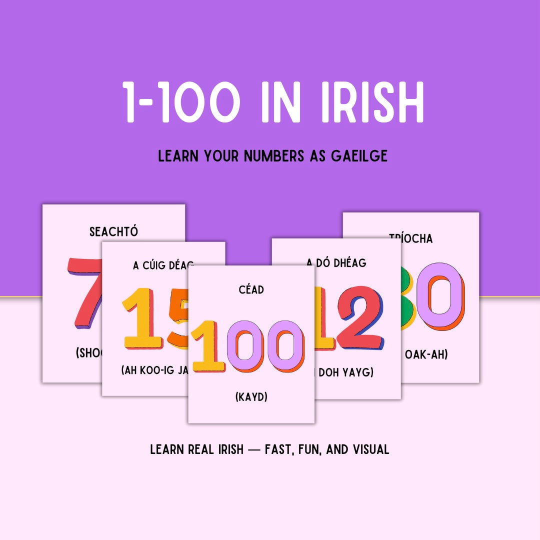 Learn Irish Numbers 1–100 | Printable Flashcards for Gaeilge Learners