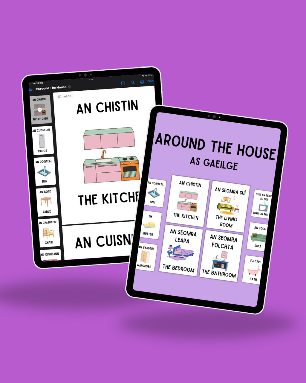 Around the House – As Gaeilge | 60+ Printable Irish Language Labels for Home